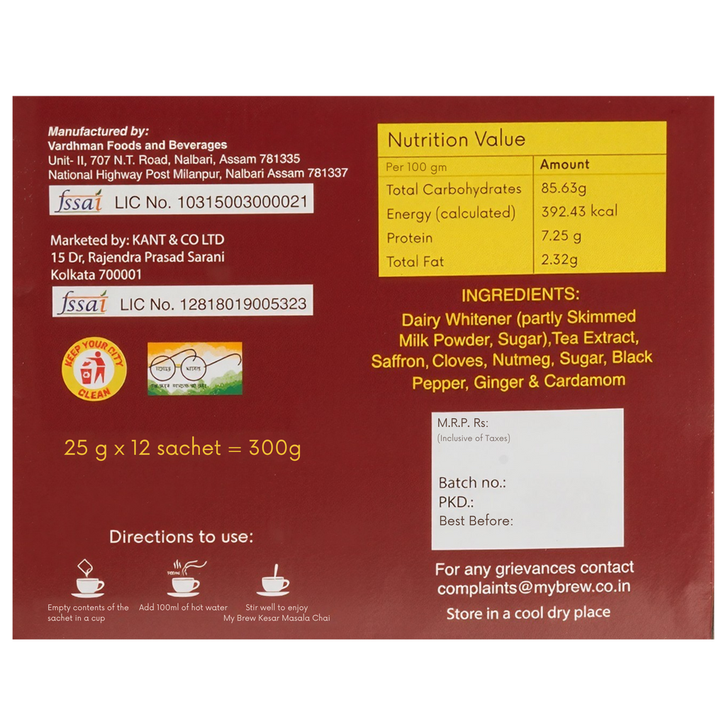 My Brew Kesar Masala Chai Pack of 12